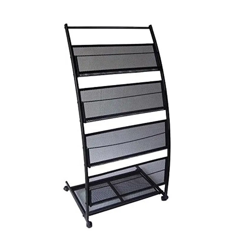 4 Regal Metall Mobile Black Literature Magazine Display Racks Moderner Broschüren halter