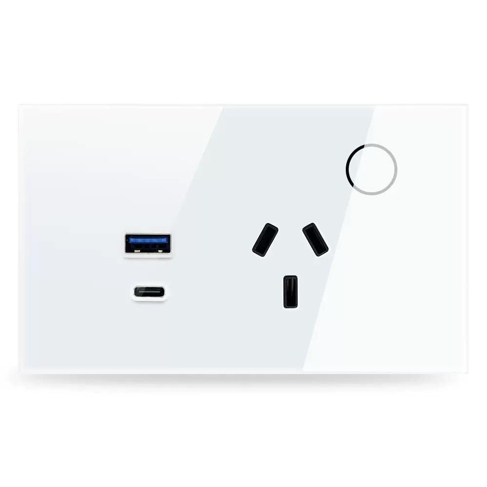 Tuya WiFi - Enchufe AU con USB - Panel de vidrio