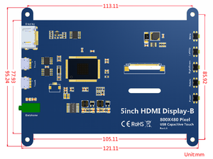 Raspberry Pi modulo Touch Screen IPS da 5 pollici compatibile HDMI con risoluzione LCD 800x480 - Product Image 2