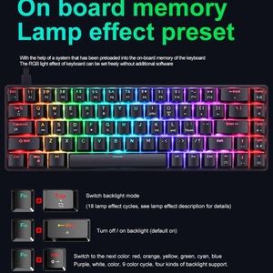 Dropshipping T8 68键机械游戏键盘RGB背光有线键盘 - Product Image 5