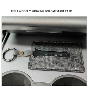 FRINS tam koruma anahtar kabuk anahtarlık PU deri anahtar kutusu Tesla 3/Y ve Audi modelleri için klip araba kartı kapağı ile - Product Image 2