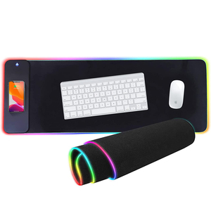 רב פונקצית 15W אלחוטי טעינה RGB זוהר משטח עכבר, מקלדת ועכבר Pad עם אלחוטי מטען