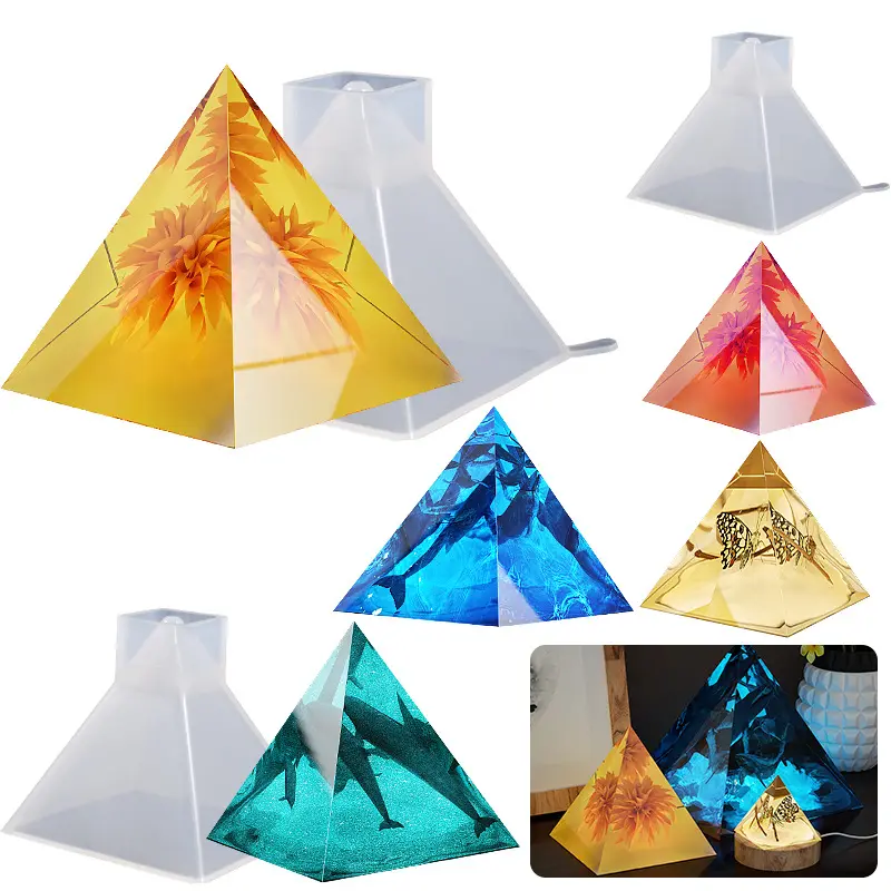 Factory Wholesale Custom DIY 3D Plaster Pyramid Silicone Mold for Epoxy Resin