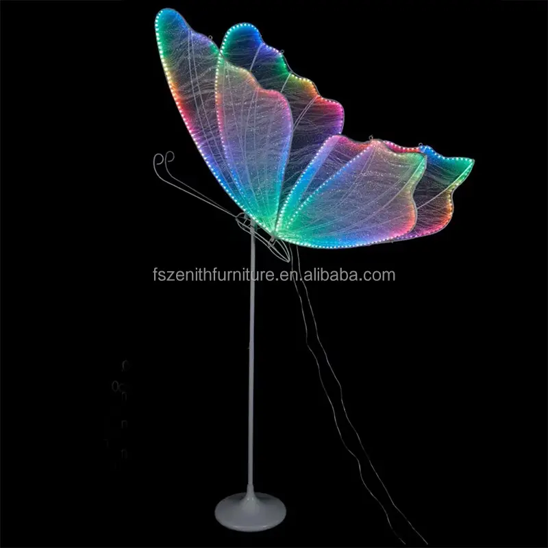 Colorful RGB Lighted Butterfly Road Guide Hanging Luminous Butterfly Wedding Decoration Adjustable Led Butterfly Walkway Decor