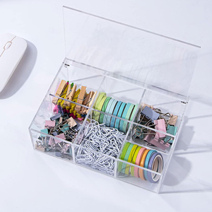 Rectangle Clear Acrylic Clip Storage <strong>Box</strong> With Lid Custom Acrylic Jewelry Display <strong>Box</strong> for Home - Product Image 2
