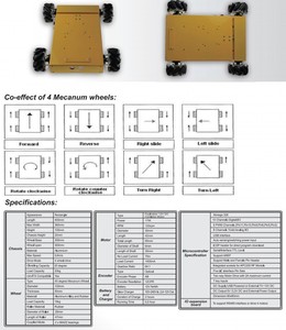 10011 4WD Mobileロボットキットarduinoのメカナムホイールロボット - Product Image 5