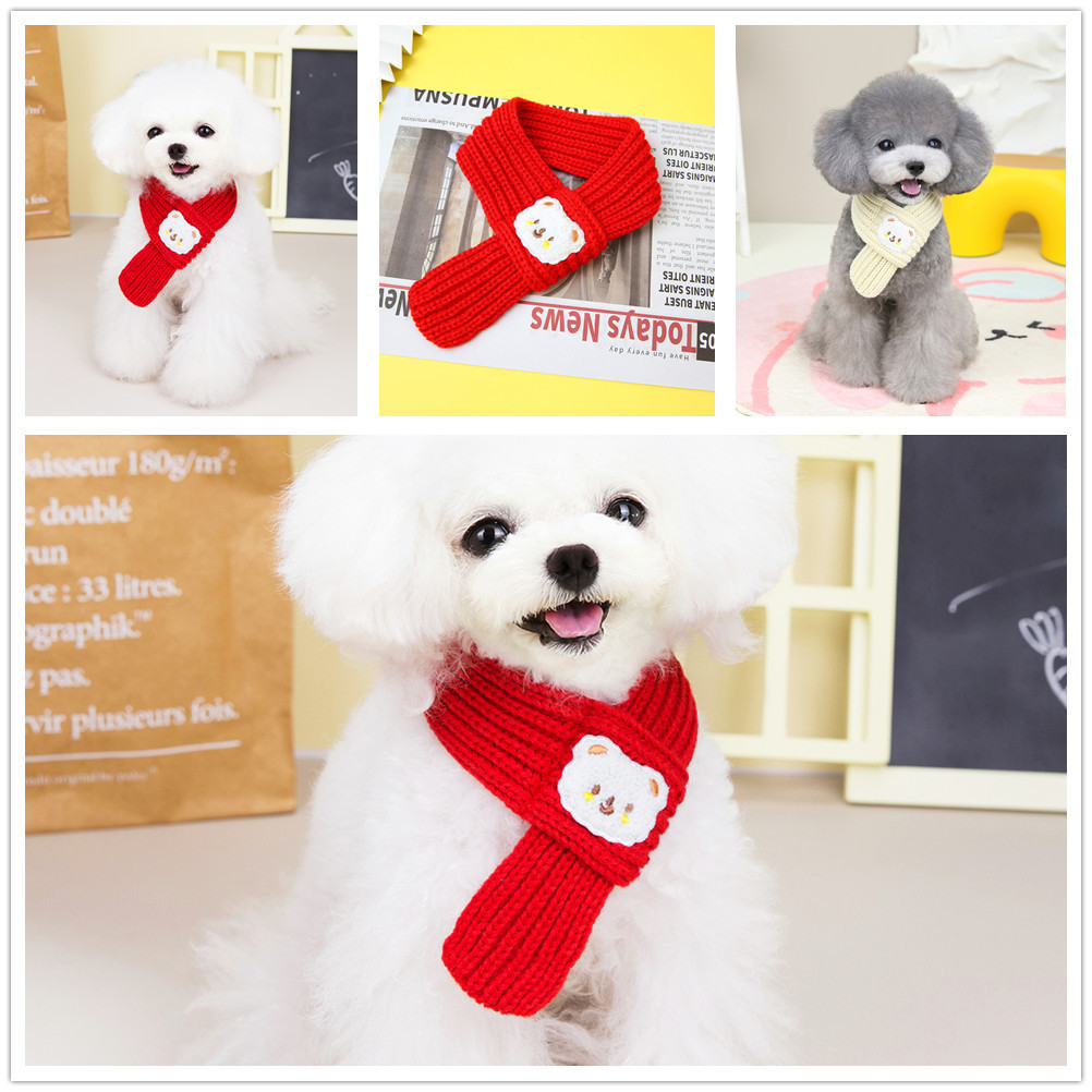 Écharpe pour animaux de compagnie (rouge festif et blanc crème)