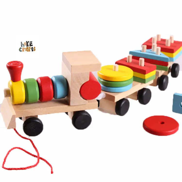 Pendidikan Mainan Serasi Penyortir Bentuk Kereta Kayu