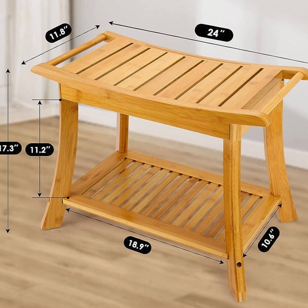 Tabouret de douche avec étagère de rangement