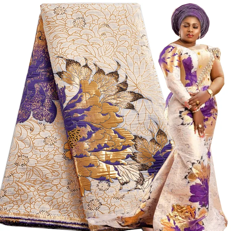 Tecido jacquard, tecido de renda francesa e bordado, tecido jacquard africano de malha para festa 2485