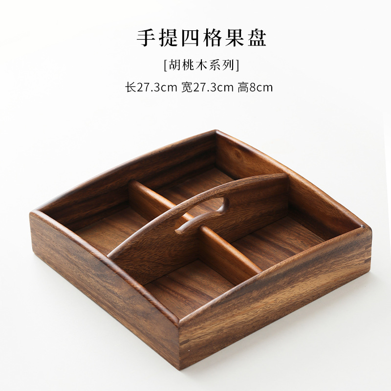 Bolso de mano de madera de nogal sudamericano de cuatro compartimentos