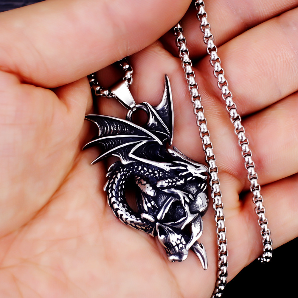 silver Zodiac dragon steel chain