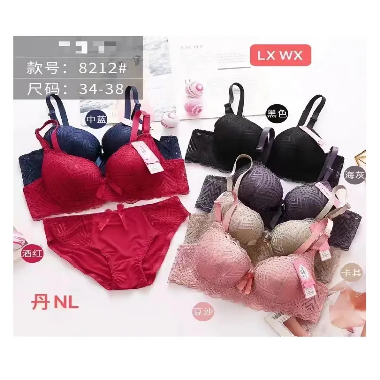 2.25 Dollar Model EM014 Size 34-42 DEYU Wholesale Ready Stock Women's Classic Bra Panty Stylish Set With All Colors