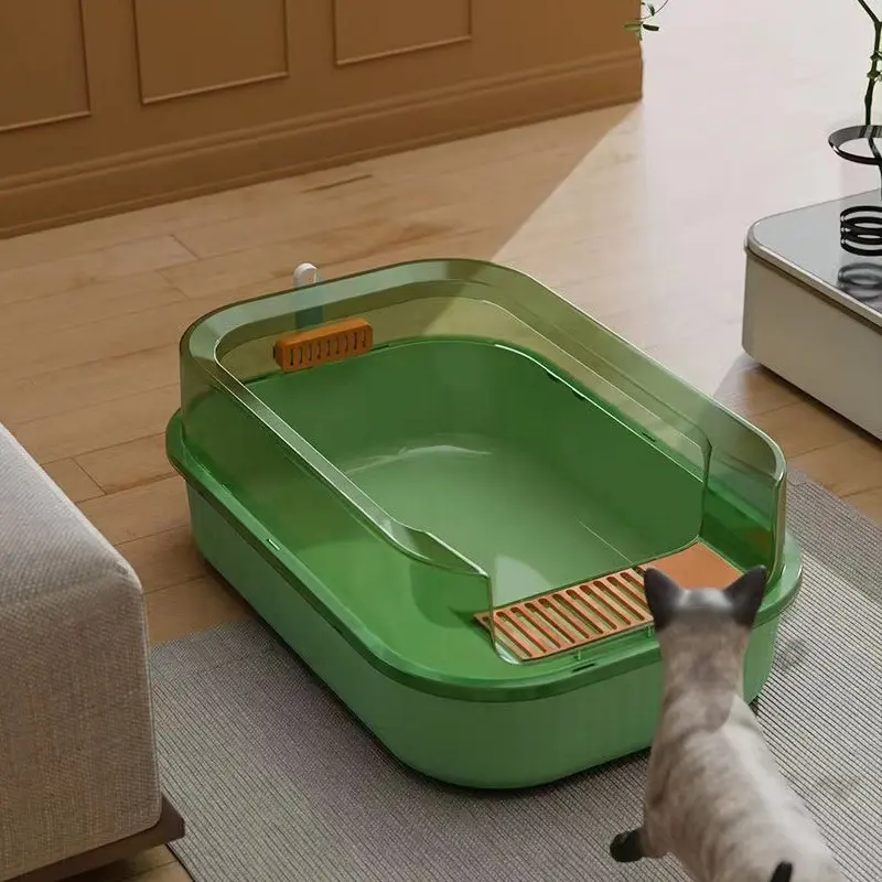 Yükseltmek dökülme geçirmez istikrarlı kedi tuvalet açık çöp Pan ekstra büyük Maine kedi kum kabı