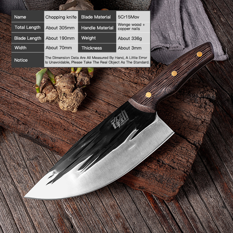Ultra Sharp 3mm Blade Full Tang Forged High-carbon Steel Wenge Wood Handle Kitchen Knives Chinese Chef Cleaver Butcher Knife