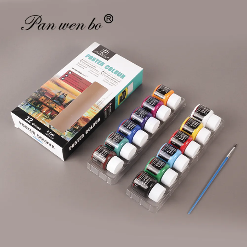 Vente en gros Ensemble de peintures acryliques colorées 12 couleurs Pigment publicitaire pour artistes
