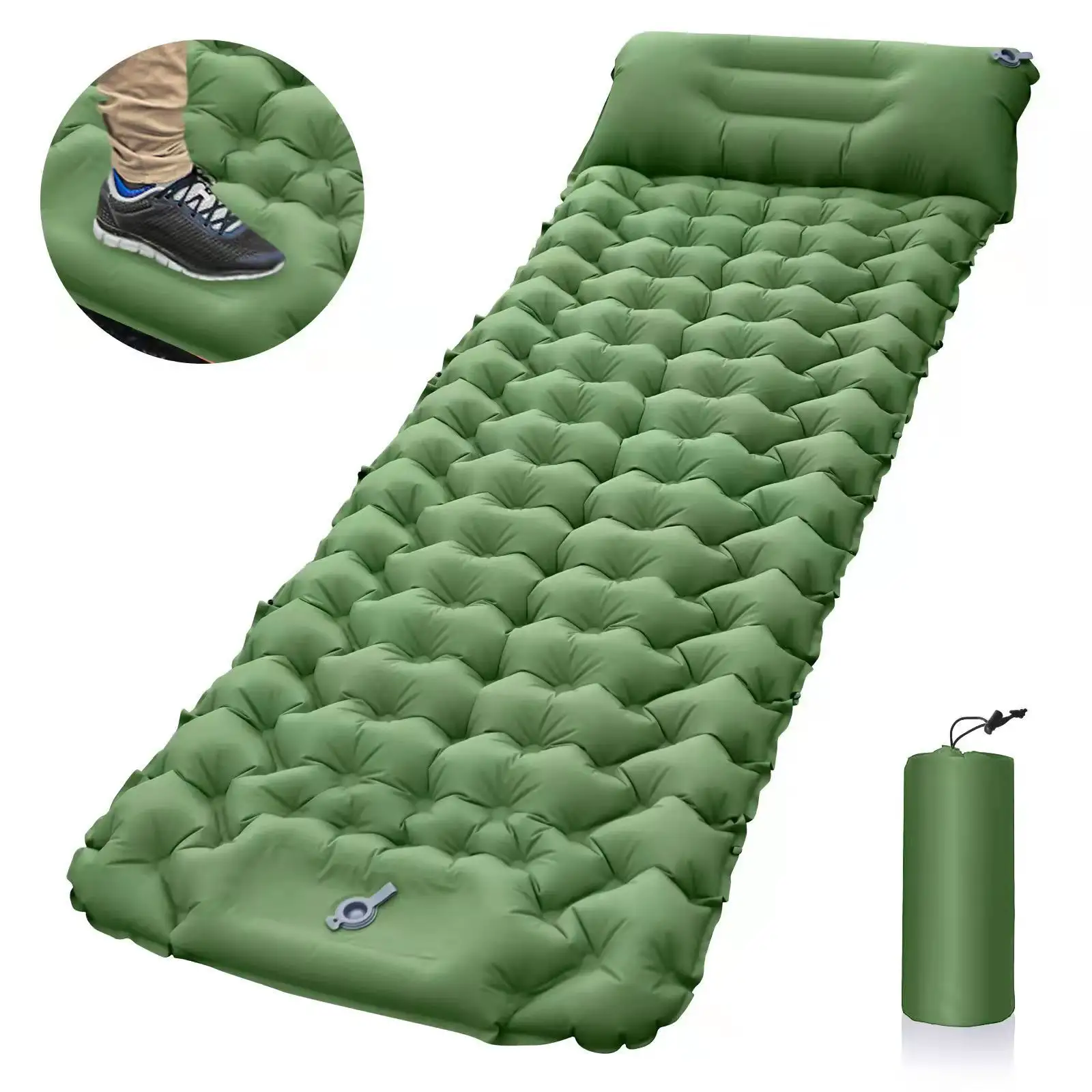 Colchoneta inflable ultraligera para acampar, colchón de aire compacto y ligero con bomba de pie integrada