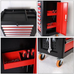 重型钢制工具箱7抽屉滚轮工具车，带机械修理工具，可定制原始设备制造商/OBM