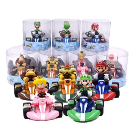 Tuyệt Vời Mario Bros Hành Động Hình Đồ Chơi PVC Mario Bros Cưỡi Xe Hình Đồ Chơi Luigi Mario Kéo Trở Lại Tay đua Cho Quà Tặng