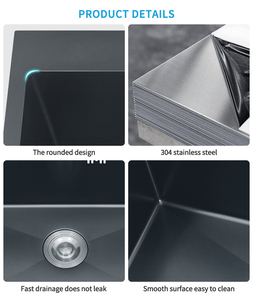 流行现代矩形手工厨房水槽不锈钢盆水槽 - Product Image 3