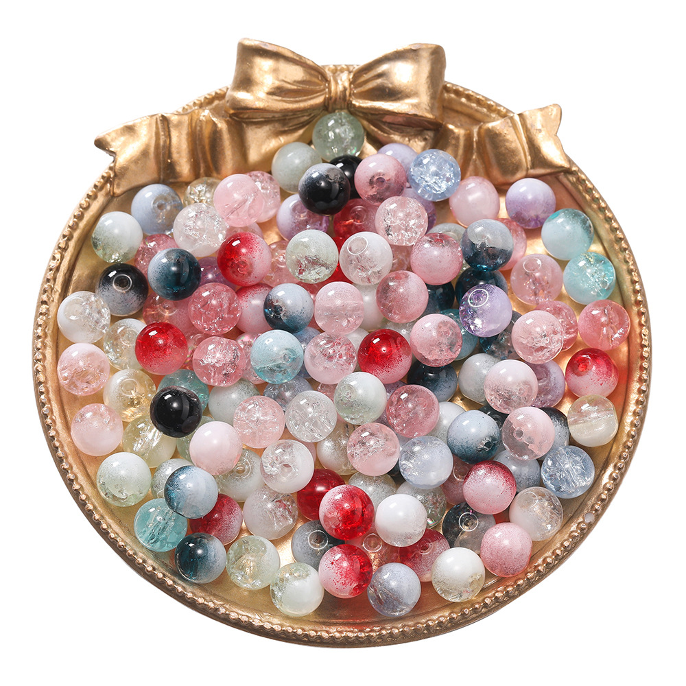 8mm glass milk foam beads - random mix