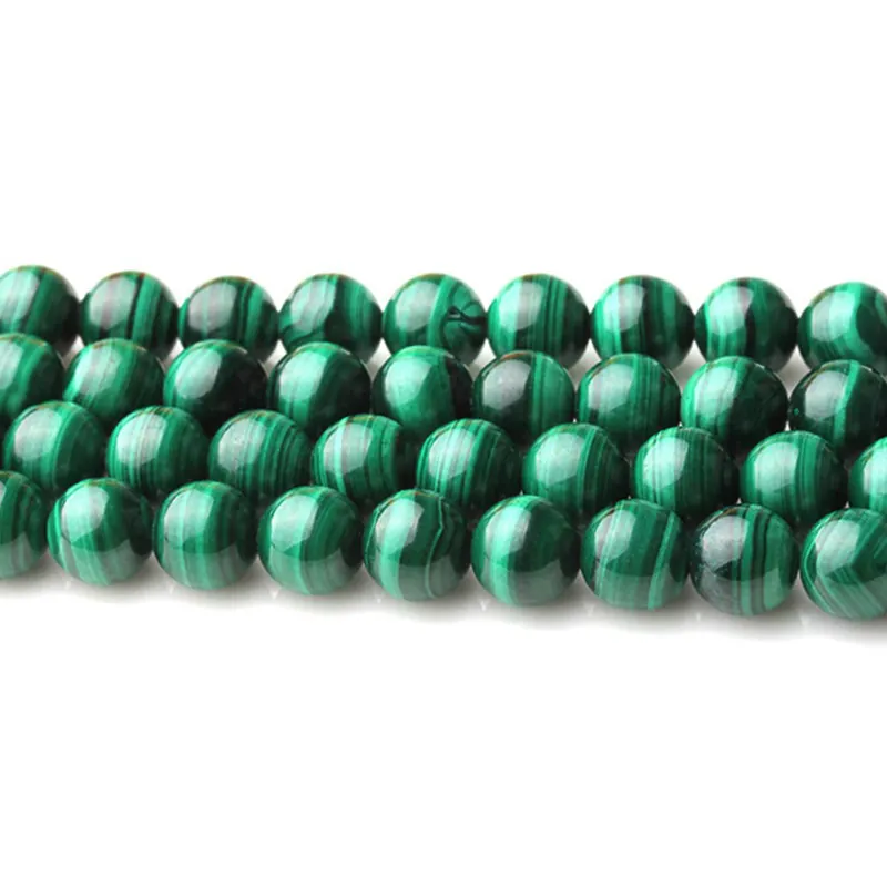 Nueva colección de joyería de alta calidad de grado AAA natural malaquita verde ronda suelta perlas para la fabricación de joyas (AB1799)