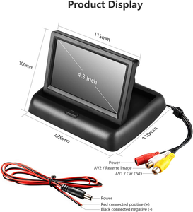 4.3 inç katlanabilir araba monitörü ters park IR/LED gece görüş dikiz kamera LCD/TFT ekran TV/DVD kombinasyonu AV - Product Image 2