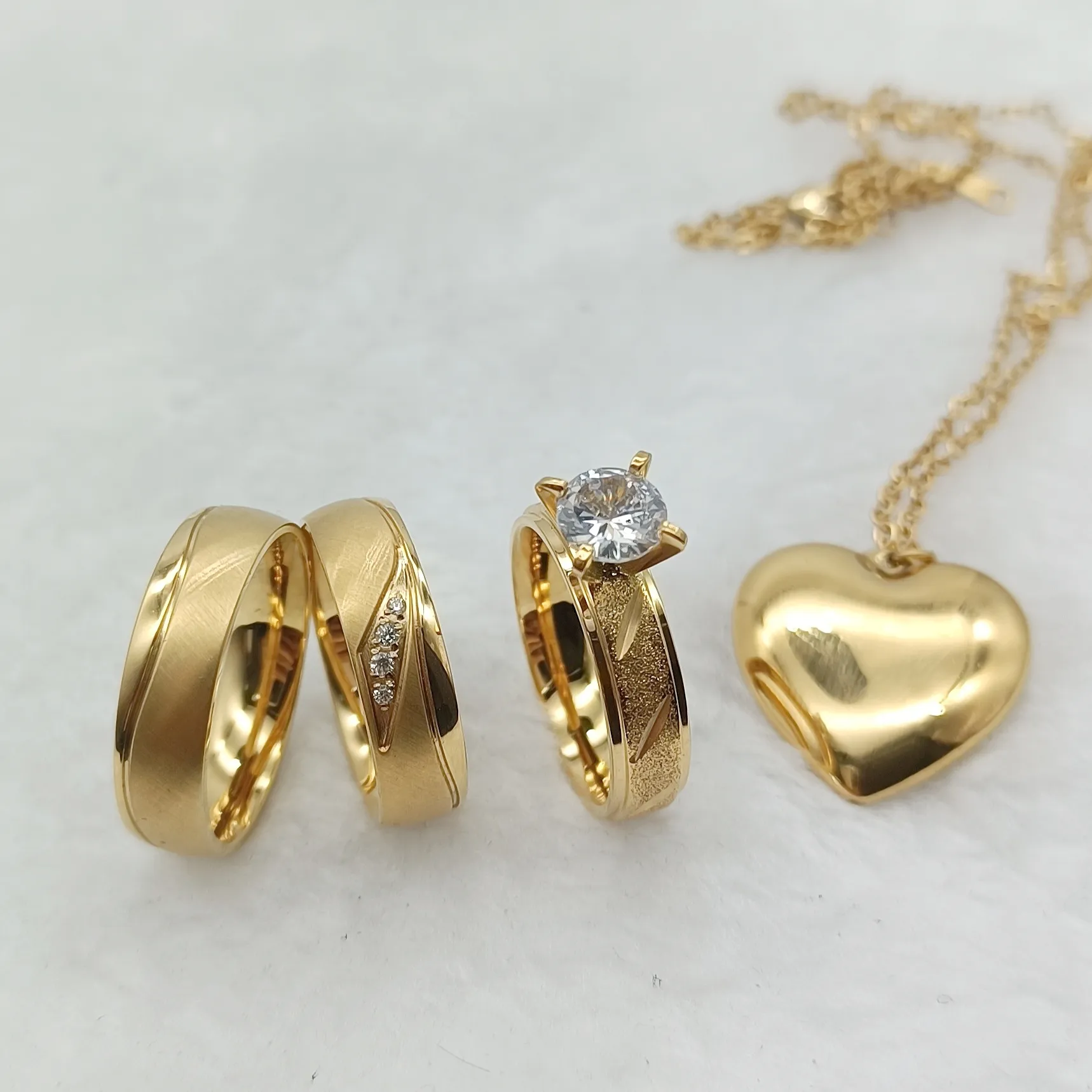 Custom due coppie anello da dito Set e fidanzamento messicano Cz anelli di diamanti da donna anelli da donna 24k oro placcato gioielli pendenti