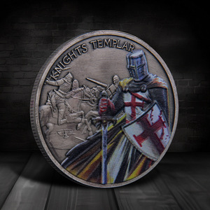 Đồng xu kỷ niệm áo giáp của Hiệp sĩ Đền thờ - Huy chương kim loại tráng men phù điêu 3D Quà tặng sưu tầm dành cho nam giới - Product Image 4