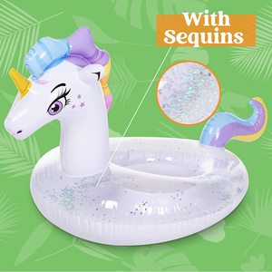 Aufblasbarer Einhorn-Pools chw immer mit Glitzern, Schwimm ring Fun Beach, Sommerfest dekorationen für Kinder