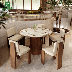 Tùy Chỉnh Sang Trọng Hiện Đại Thương Mại Nhà Hàng Đồ Nội Thất Bằng Gỗ Bàn Cà Phê Gian Hàng Sofa Đặt Thân Thiện Với Môi Bền Cho Nhà Hàng - Product Image 3