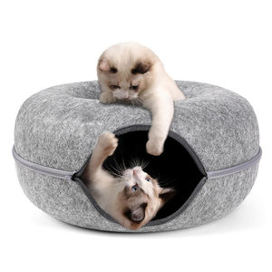 ペット新しい発明売れ筋猫のおもちゃドーナツ猫のベッド用品フェルトトンネル取り外し可能な猫の巣