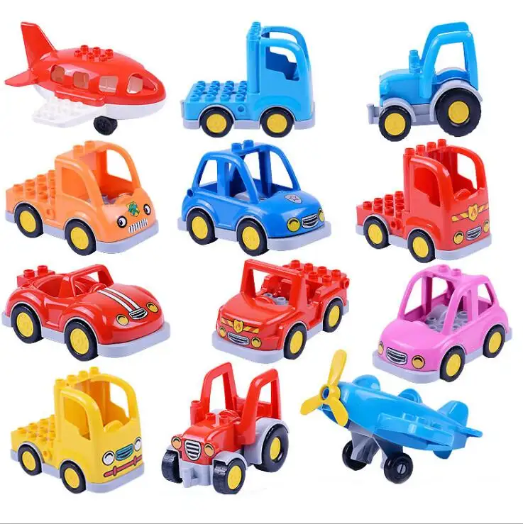 اللبنات ألعاب أطفال كبيرة حجم الطوب ألعاب مكعبات البناء الكرتون سيارة طائرة قطار نموذج اللعب