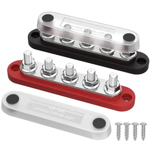 4xM8 5xM6 6xM8/M10 4 5 6 7 Stud Terminals Screws Black/Red <strong>BusBar</strong> 150A 300A 48VDC Power Distribution Block with Cover for Marine - Product Image 1