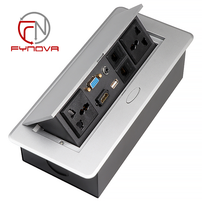 Silver,2 Univ. plugs+1VGA/Audio/USB Data/HD MI/LAN/Tele,no Wire