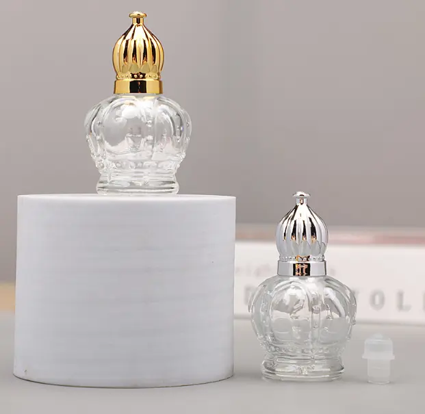 Crystal 15ml Roll-on Bottle Crown Refillable Attar Perfume Oil Roller Bottle