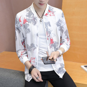 男士夹克夏季薄款韩版潮流服装2021春秋新款男士春季休闲夹克