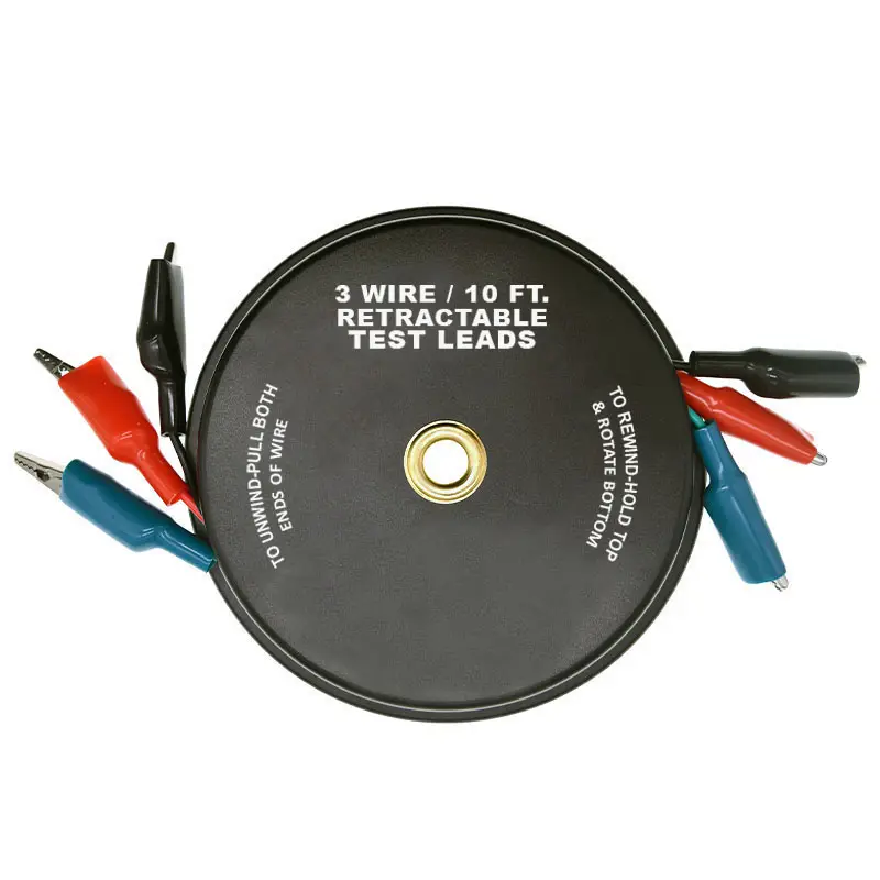 Cables de prueba retráctiles de 3 cables, calibre 18, pinzas de cocodrilo de cable de cobre eléctrico