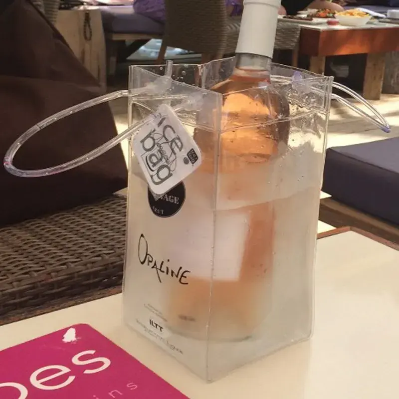 Heiß verkaufender PVC-Eis beutel für Weinflaschen Kühltasche mit benutzer definiertem Transparent