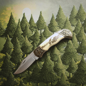 มีดพกพกพาแบบวินเทจทำด้วยมือด้ามทองเหลืองขนาดเล็กฟันปลา420HC ใบมีดสแตนเลสปรับแต่งได้สำหรับคอลเลกชัน EDC - Product Image 1