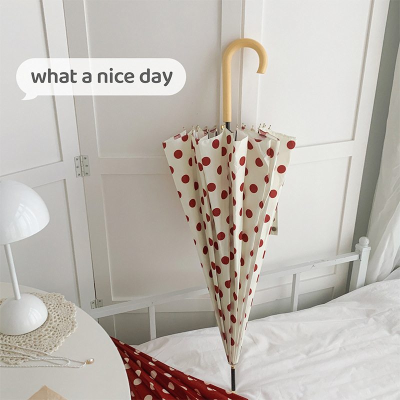 parapluie à long manche blanc lait 16 carats