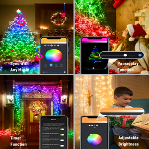 Cadena de luces LED inteligentes con control remoto de aplicación rgbic de Venta caliente para decoración de luces de árbol de Navidad artificial - Product Image 2