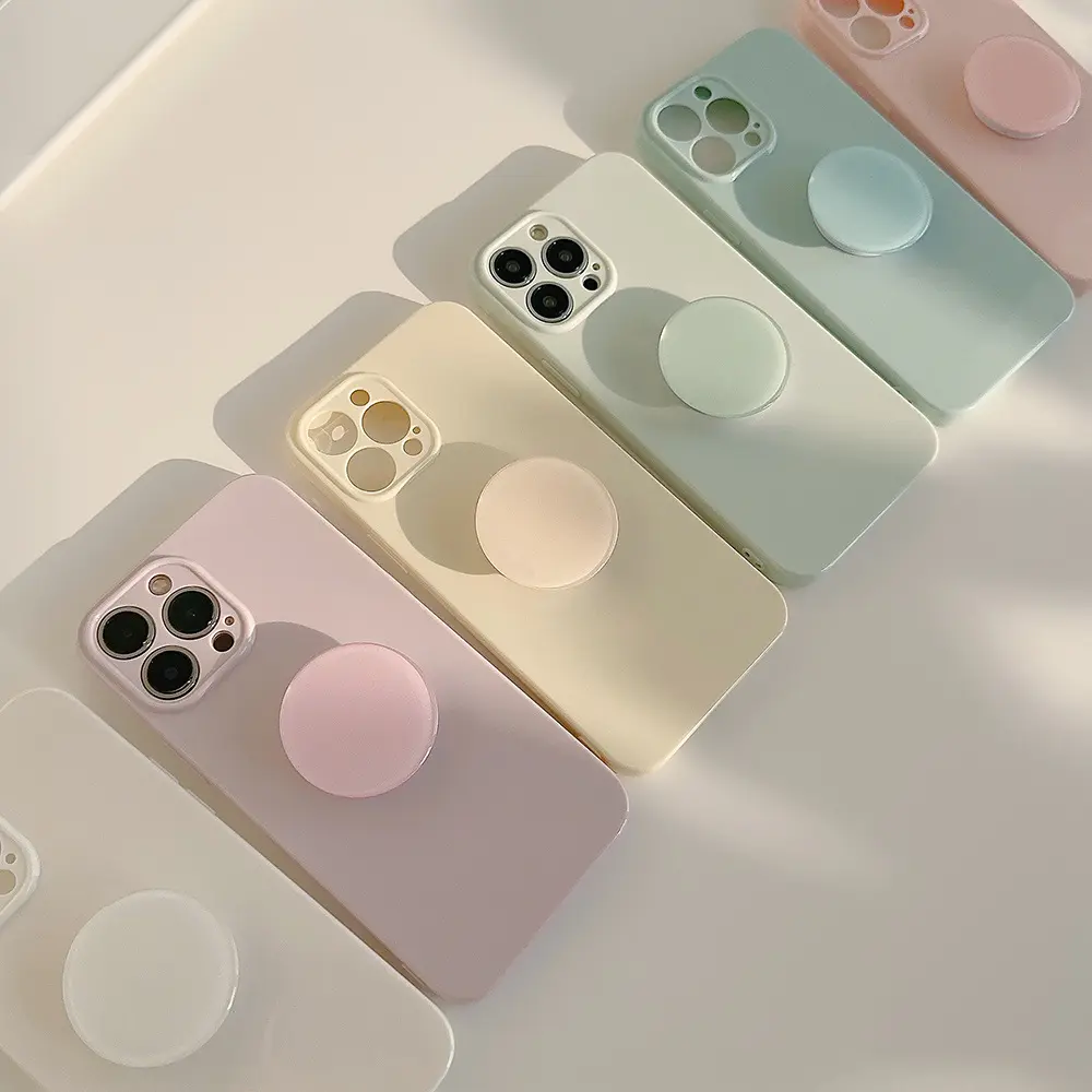 Sarung ponsel pelindung TPU warna Macaron, untuk iPhone 14 Pro Max 13 12 penyangga