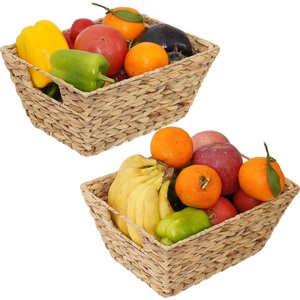 טבעי סט של <span class=keywords><strong>2</strong></span> מלבני מים יקינתון נצרים חפצים עם ידיות-יד ארוג בית ארגונית בינס-ידידותית לסביבה