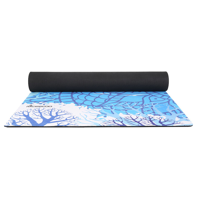 Tapis de yoga en daim-motif bleu