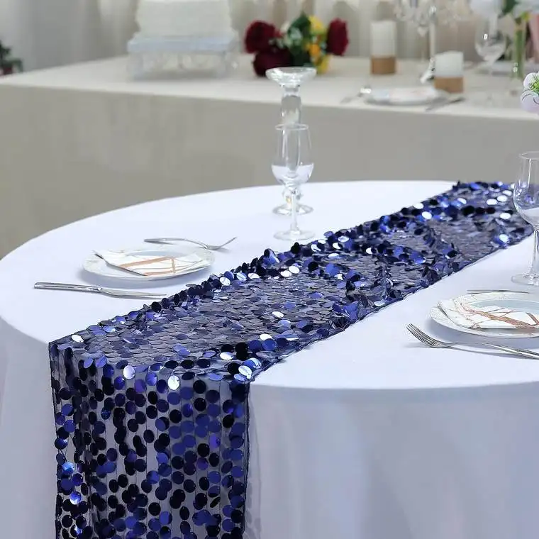 Wholesale  Luxury 18mm Big Sequin Table Runner for Wedding Party Banquet Home Decor