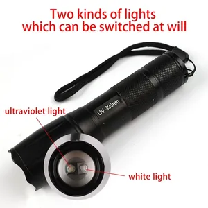 デュアルUV懐中電灯2-in-1パープルホワイトズーム可能トーチT6 LED光源アルミニウム合金エージェント検出用スコーピオンハンティング - Product Image 3