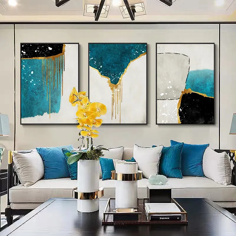 Pintura de parede para sala de estar, pintura moderna, pintura abstrata de hotel, arte de parede, pintura em tela