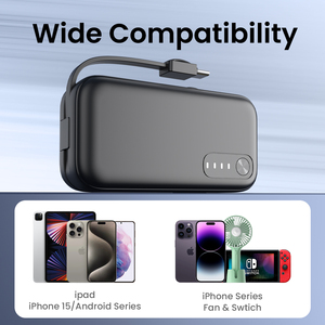 QC 3.0 Fast Charging 5000mAh Battery Charger with Built in 2 Cables <strong>Power</strong> <strong>Bank</strong> for Cell Phones - Product Image 4
