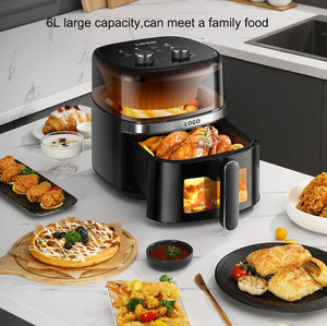 Nuevo diseño personalizado 110V 220V Control de temperatura 8 funciones 6L Calefacción eléctrica Freidoras de aire para alimentos